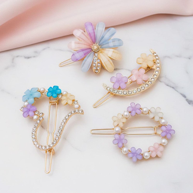 Kytičkové sponky do vlasů s&nbsp;kamínky 4ks - Dárky