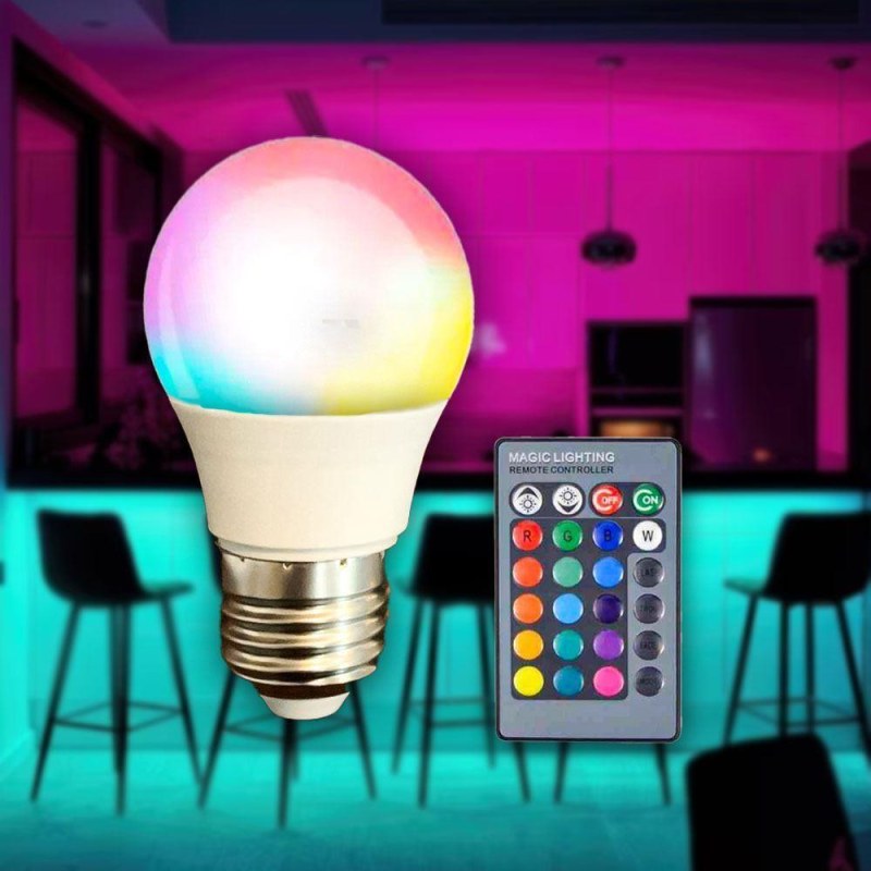 LED RGB žárovka s ovladačem - 16 barev