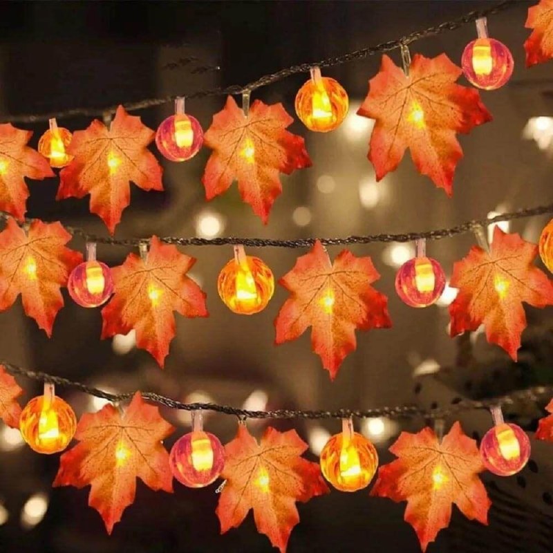 LED světelný řetěz - podzimní listí - Dárky