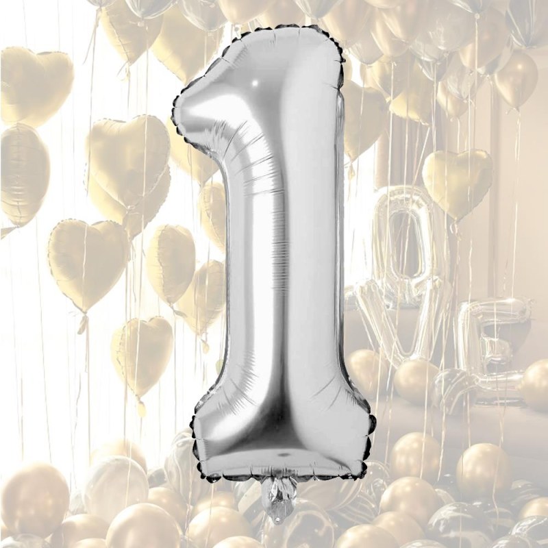 Maxi balónek 100 cm stříbrný - číslo 1 Maxi balónek 100 cm stříbrný - číslo 1 - Dárky