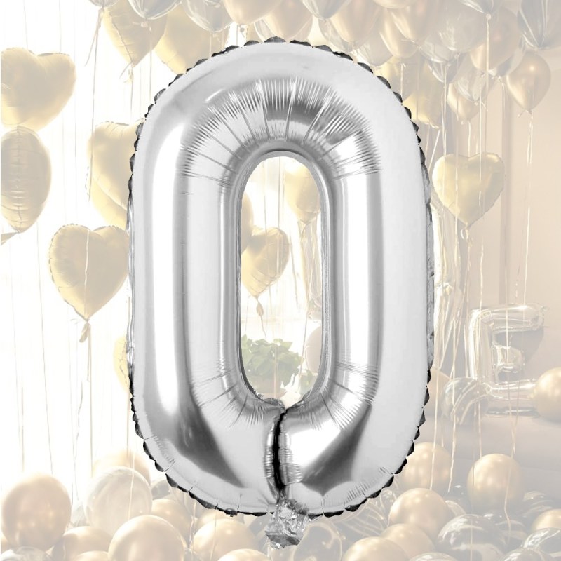 Nafukovací balónky čísla maxi stříbrné - 0 - Dárky