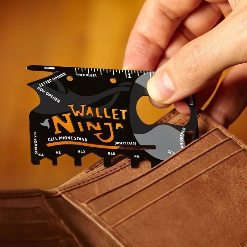 Ocelová multifunkční karta Wallet Ninja 18v1 - Dárky