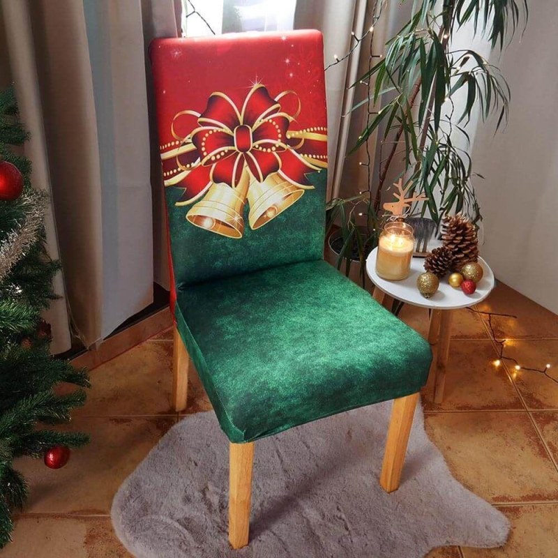 Potah na židli s&nbsp;vánočním motivem - zvonky - Dárky