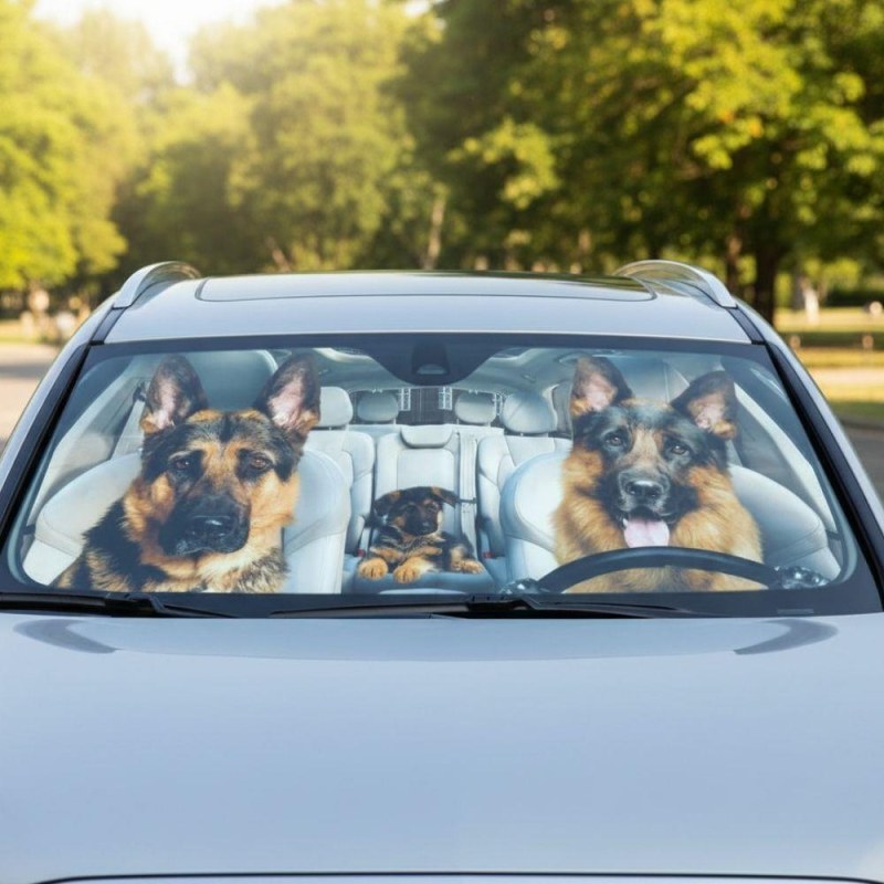 Protisluneční clona do auta s přísavkami - psi
