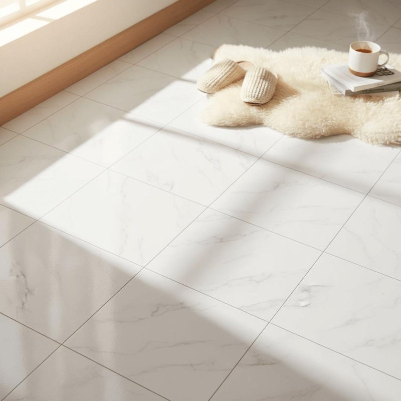 PVC samolepicí podlahové čtverce 30x30 cm - bílý mramor - Dárky