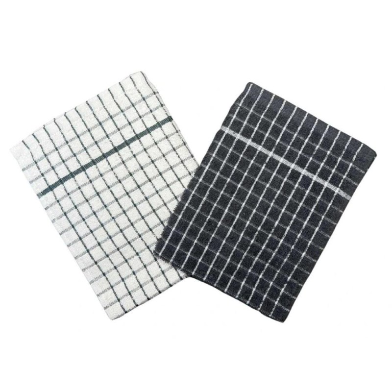 Sada 2 ks froté utěrek - šedobílá