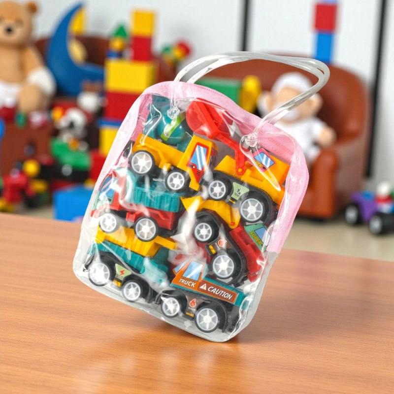 Sada 6 natahovacích autíček v průhledné tašce