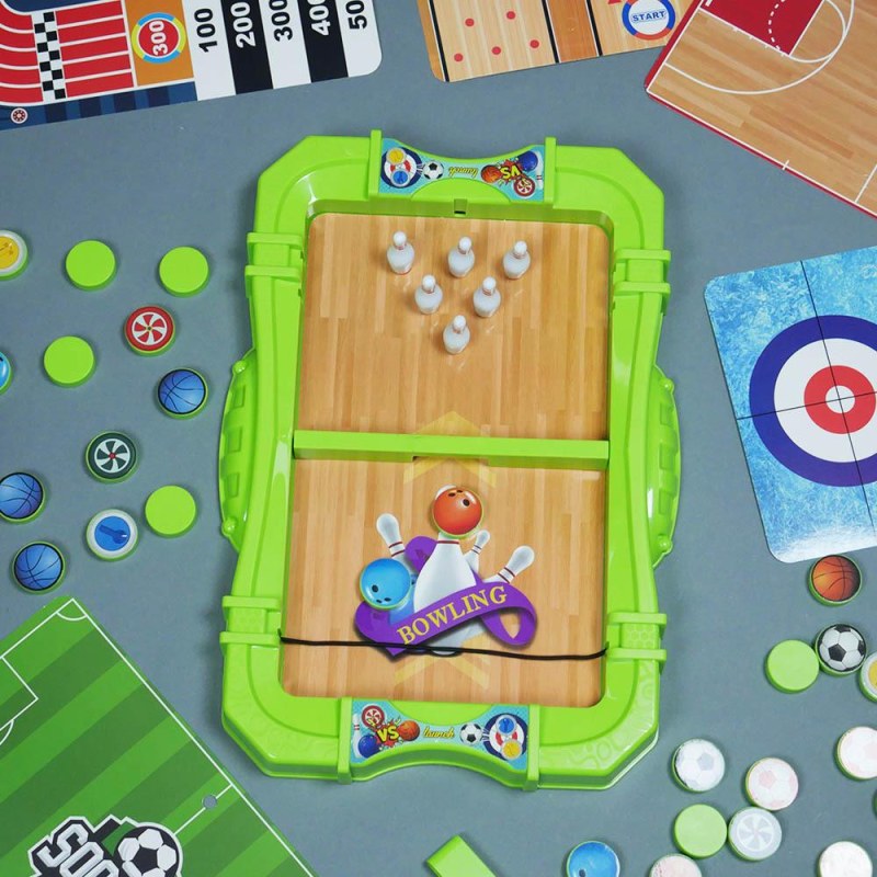 Sada sportovních stolních her 6v1 - fotbal, basketbal, curling, závody, kuželky, bowling - Dárky