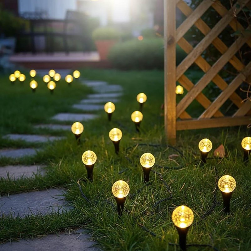 Solární LED světlo do země s bublinkovým efektem - 10 světelných bodů