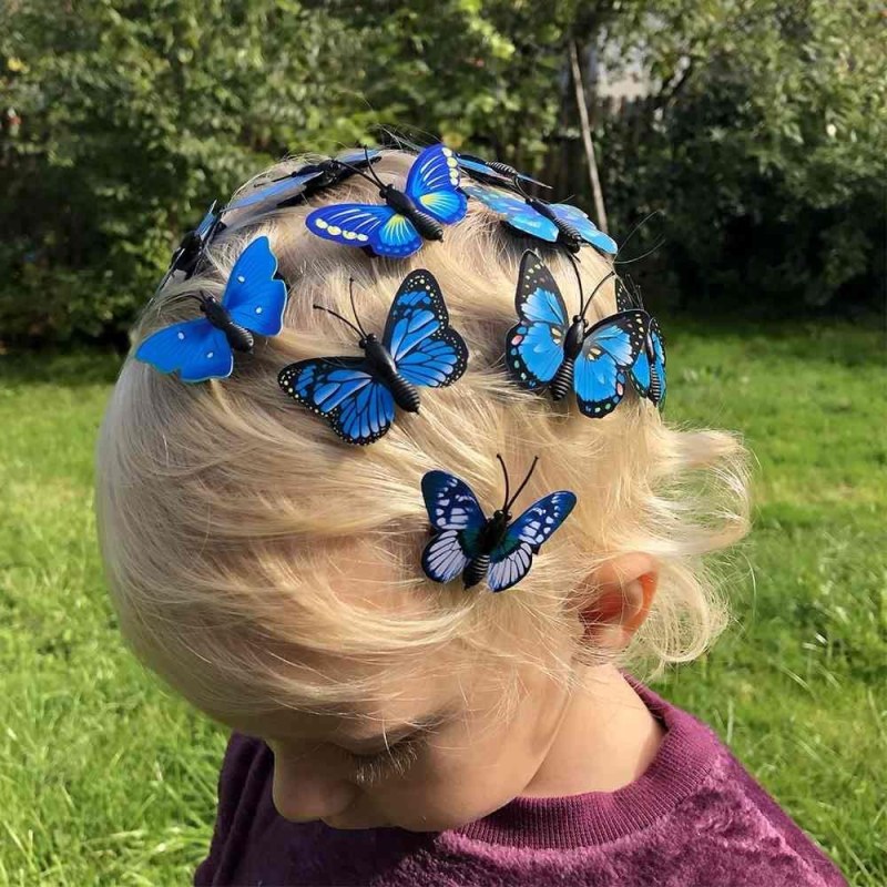 Sponky do vlasů motýlci 10 ks - modré - Dárky