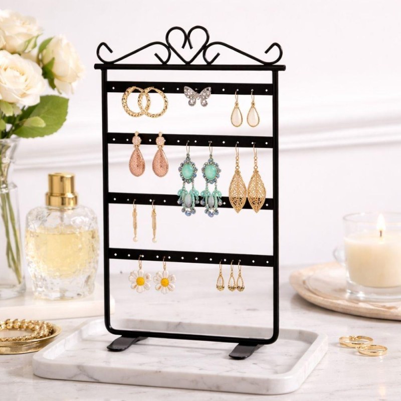 Stojan na šperky a&nbsp;náušnice kovovýčerný - Dárky