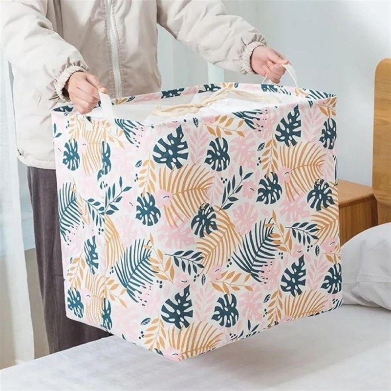 Úložný koš na textil se stahovací šňůrkou - listy Úložný koš na textil se stahovací šňůrkou - listy - Dárky