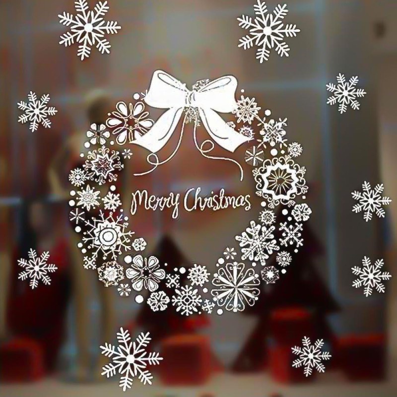 Vánoční nálepka na okno - věnec - Dárky