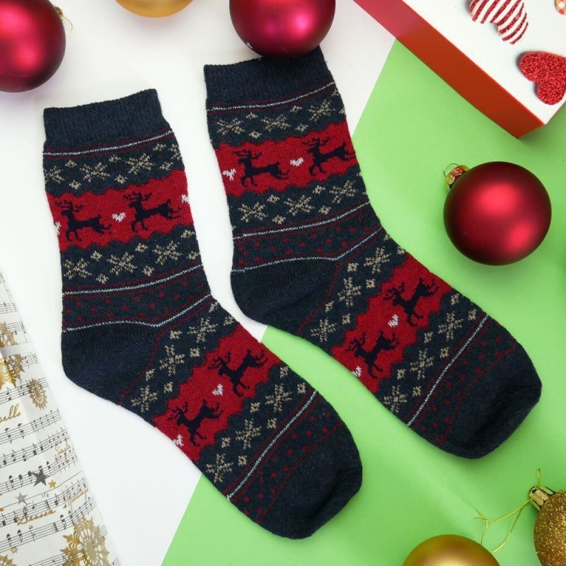 Vánoční ponožky s norským vzorem - modré - Dárky