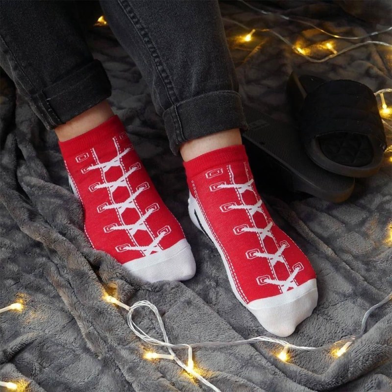 Veselé ponožky tenisky - červené - Dárky