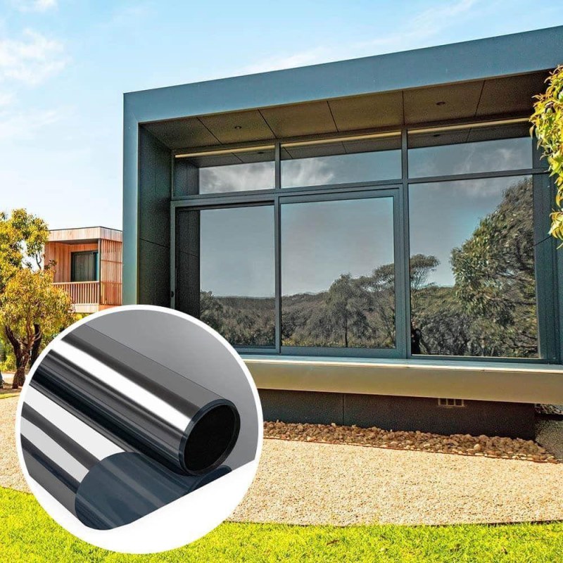 Zrcadlová fólie na okna 200 cm - šedá - Dárky