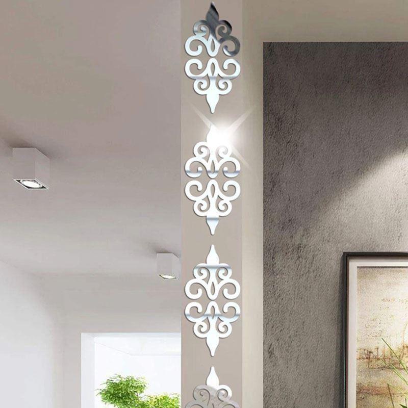 Zrcadlové samolepky ornamenty 10 ks - stříbrné - Dárky