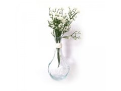 Váza sklo čirá 16cm s dekorací
