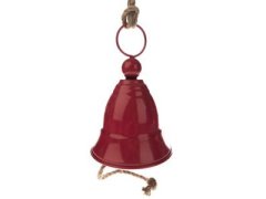 Závěsný kovový zvonek - červený 11cm
