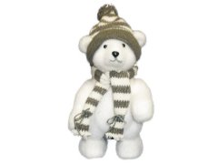 Lední medvěd 40cm s čepicí a šálou