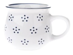 Hrnek keramické puntíkové kytičky modrý 230ml
