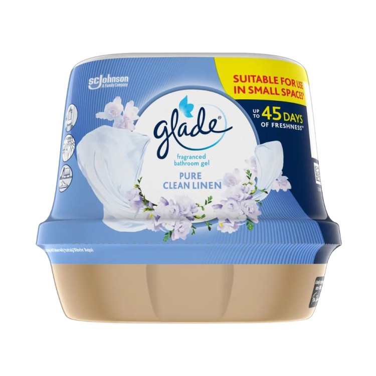 Glade Vonný gel do koupelny Clean Linen180 g - Drogerie Osvěžovače a&nbsp;svíčky Difuzéry, gelové, dekorativní