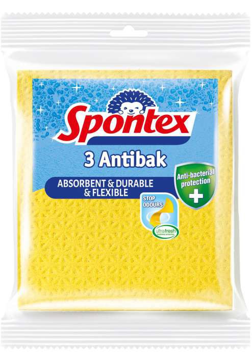 Houbová utěrka Spontex antibakteriální 3ks - Úklidové a ochranné pomůcky Hadry a prachovky