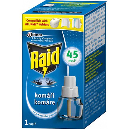 Raid tekutý 45nocí/27ml bez parfem náplň - Chemické výrobky Hubiče, odpuzovače hmyzu, šampony pro psy