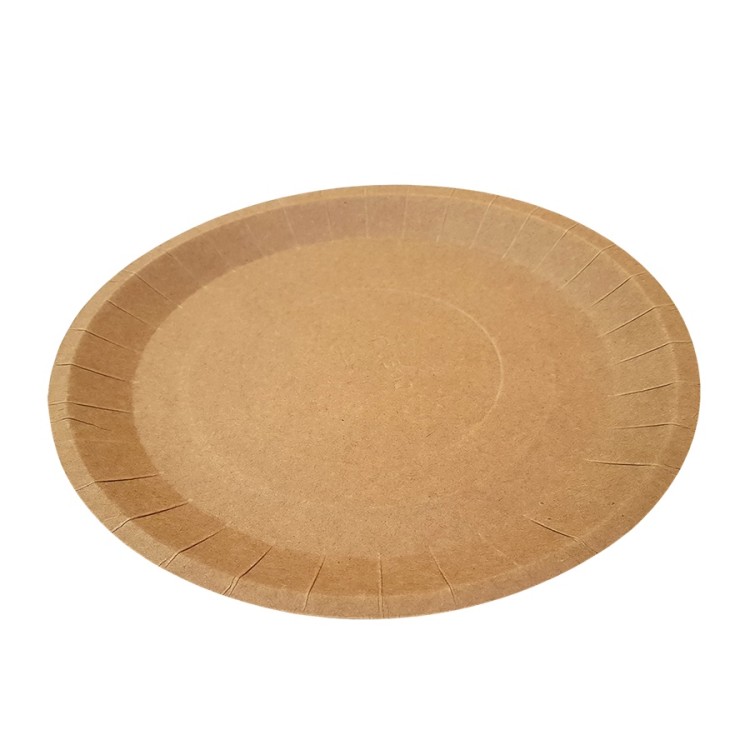 Talíř papírový KRAFT pr.23cm hnědý 100ks - Úklidové a&nbsp;ochranné pomůcky Obalový materiál Tácky, misky, PVC příbory, rozetky