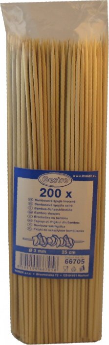 Špejle hrocené 25cm 200ks Bambus 66705