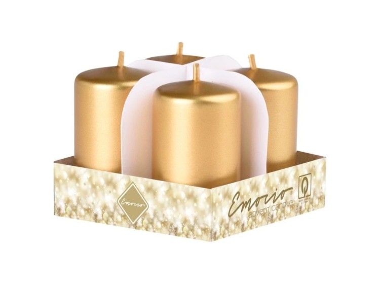 Adventní válec 4ks 38x60 zlaté barvy svíčky