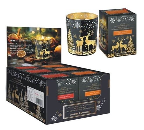 Svíčka ve skle dřevěný knot 200g Winter Luxury Punch + Mulle - Drogerie Osvěžovače a&nbsp;svíčky Svíčky adventní