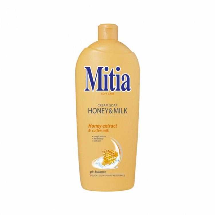 Mitia 1l tekuté mýdlo Honey a Milk - Péče o tělo Tekutá mýdla Bez dávkovače