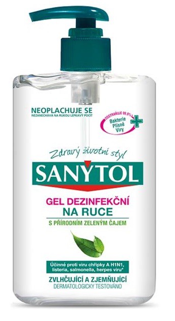 Sanytol dezinfekční gel 250ml pumpička - Čistící a mycí prostředky Dezinfekční prostředky Dezinfekční přípravky