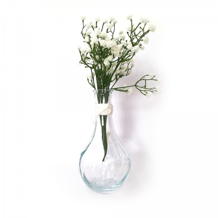 Váza sklo čirá 16cm s dekorací