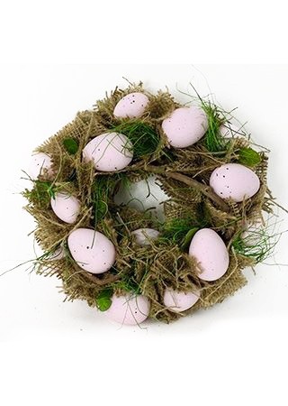 Věnec velikonoční s vajíčky světle růž /22cm - Restaurace a rauty Dekorace