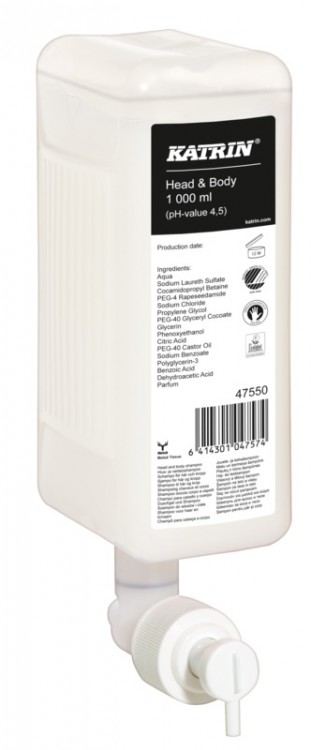 Katrin sprchový gel na tělo a vlasy 1l - Papírové a hygienické výrobky Zásobníky a náplně