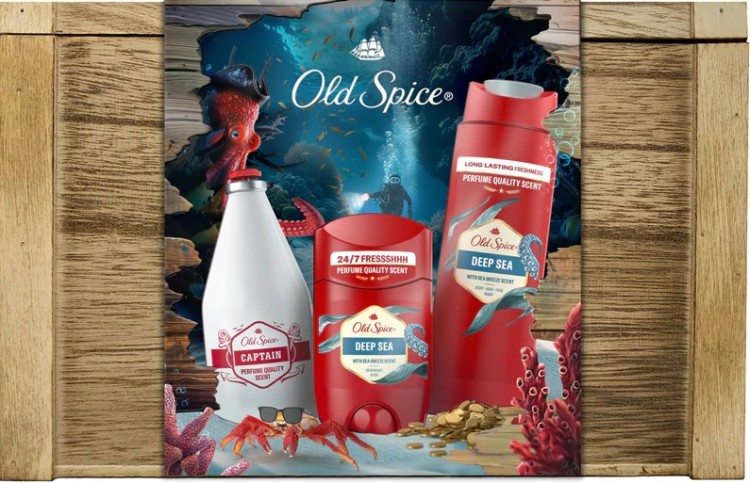 Kazeta /dřevěný BOX Old Spice Captain (VPH+SPG+DEO