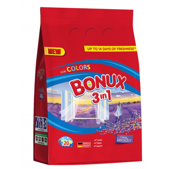 Bonux 20dávek/1.5kg 3v1 levander color - Prací prostředky Prací prášky