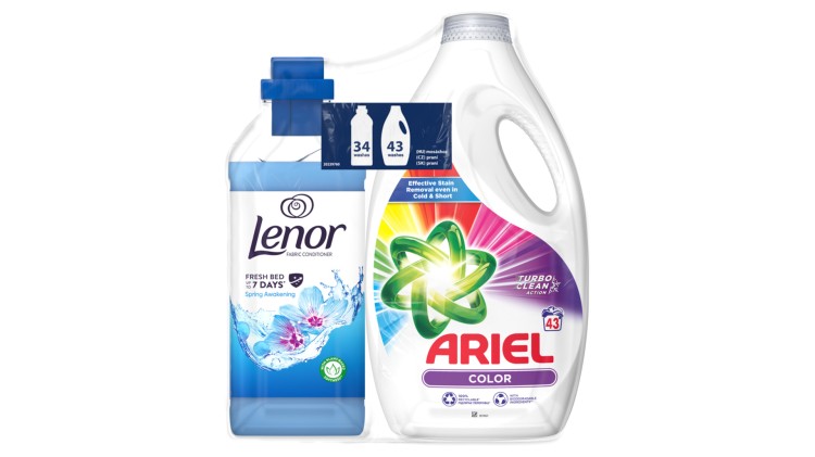 Ariel gel 43dávek /2,5l +Lenor Spring 850ml/34dávek - Drogerie Prací prostředky Prací gely do 50 dávek