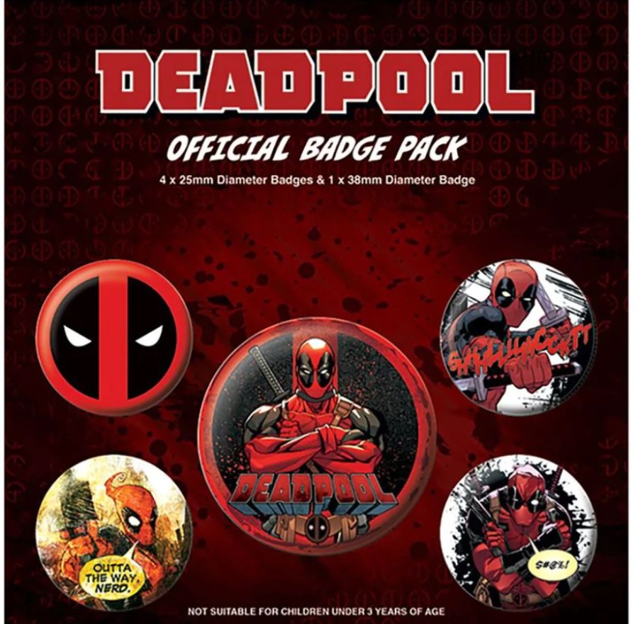Placky - Odznaky - Set 5 Kusů - 2,5 cm|3,8 cm - Deadpool