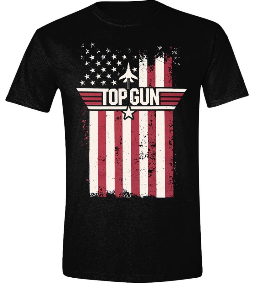 Tričko Pánské - Top Gun - vel.DISTRESSED FLAG|ČERNÉ|VELIKOST 2XL - Top Gun