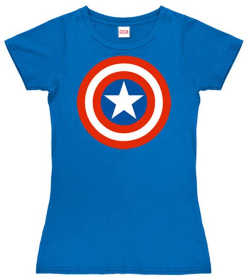 Tričko Dámské - Marvel - vel.CAPTAIN AMERICA|MODRÉ|VELIKOST S - Captain America