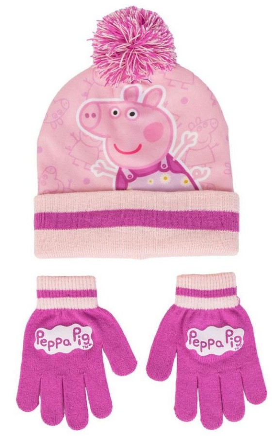 Zimní Set2 Dětský - Čepice a&nbsp; Rukavice - Prasátko Peppa