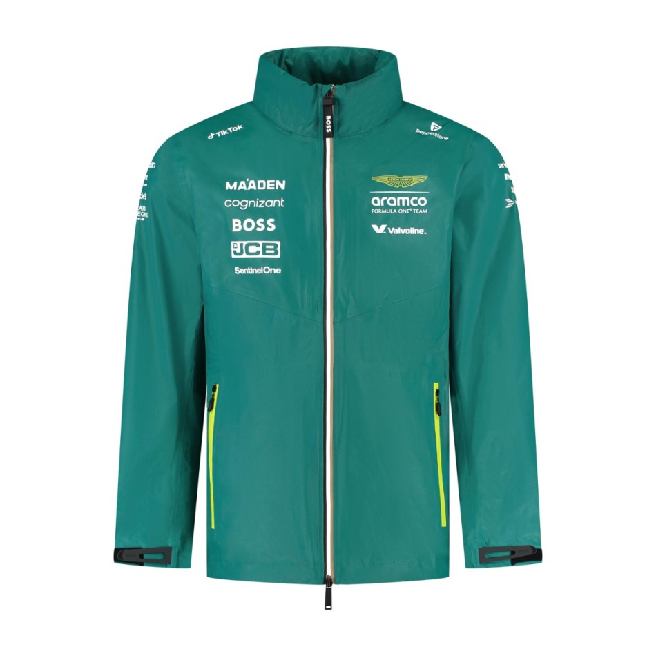 Aston Martin pánská bunda Rain official Teamline Replica green F1 Team 2025