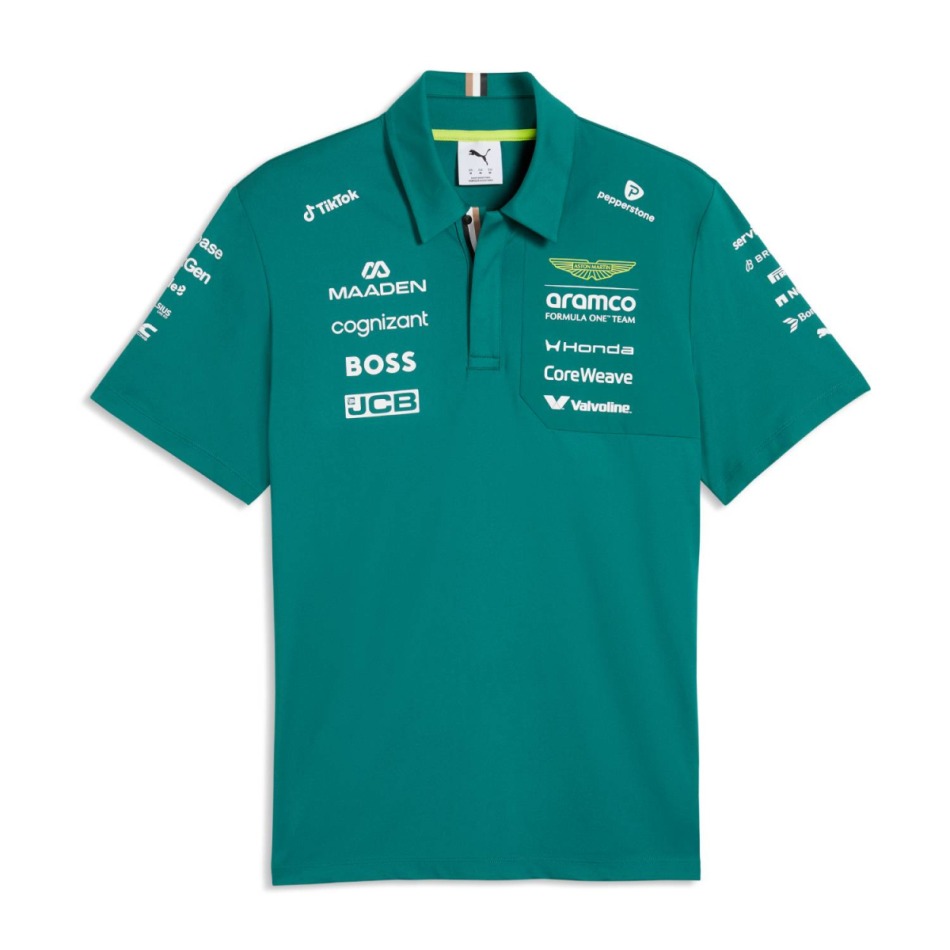 Aston Martin pánské polo tričko green official Teamline Replica F1 Team 2026 - Aston Martin trička, polo trička, košile