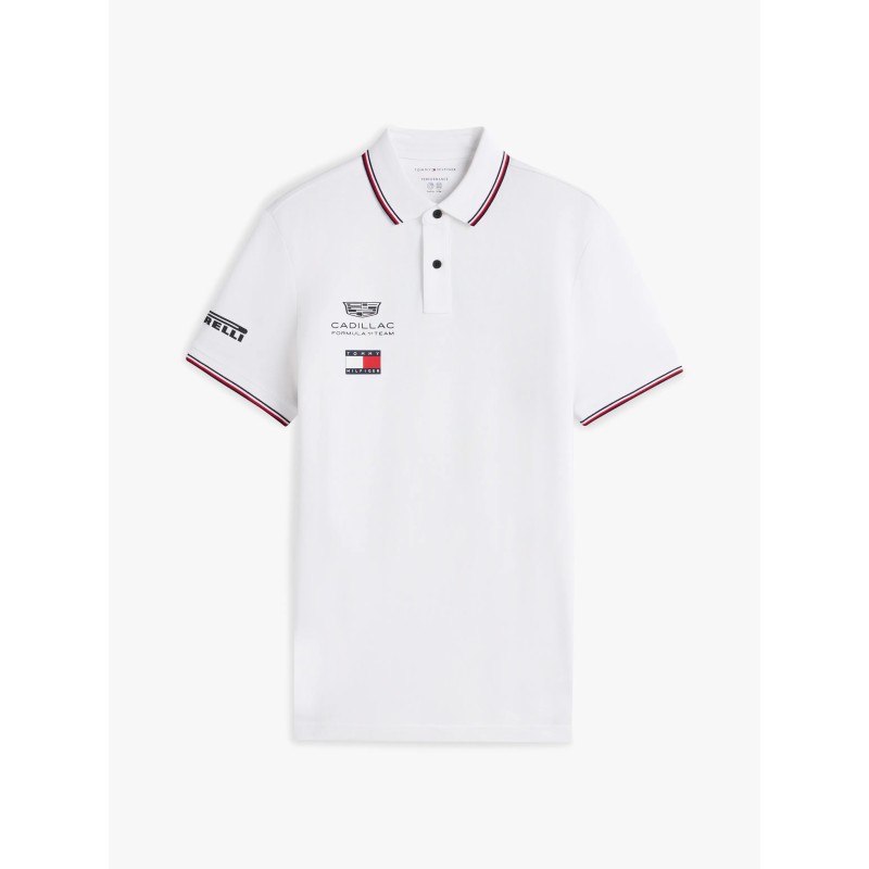 Cadillac F1 Team Cadillac F1 2026 x Tommy Hilfiger pánské týmové polo tričko - bílé - Cadillac F1 Team Trička