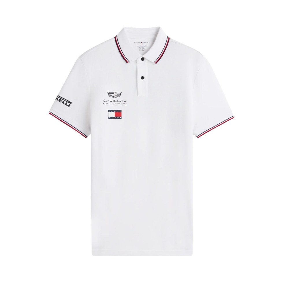 Cadillac F1 Team Cadillac F1 2026 x Tommy Hilfiger pánské týmové polo tričko - bílé - Cadillac F1 Team Trička