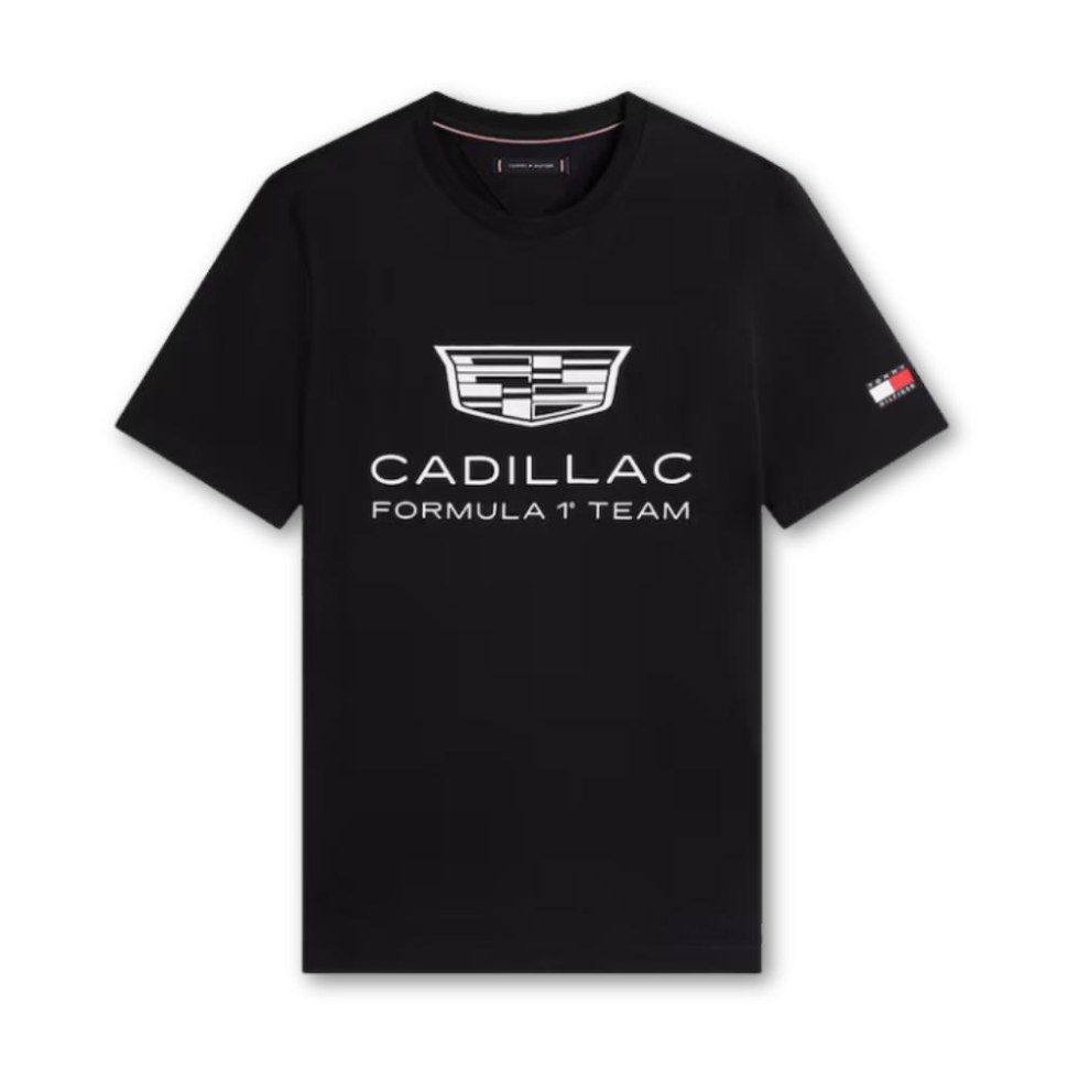 Cadillac F1 Team Cadillac F1 2026 pánské týmové tričko Tommy Hilfiger černé - Cadillac F1 Team Trička