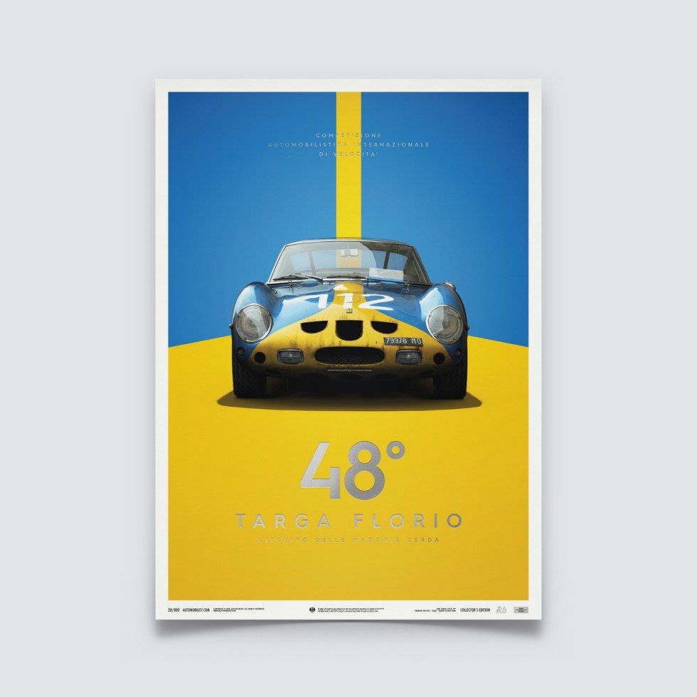 Automobilist Posters | Ferrari 250 GTO - Targa Florio - 1964 - Blue | Collector´s Edition - Další zboží F1 Collector´s Edition